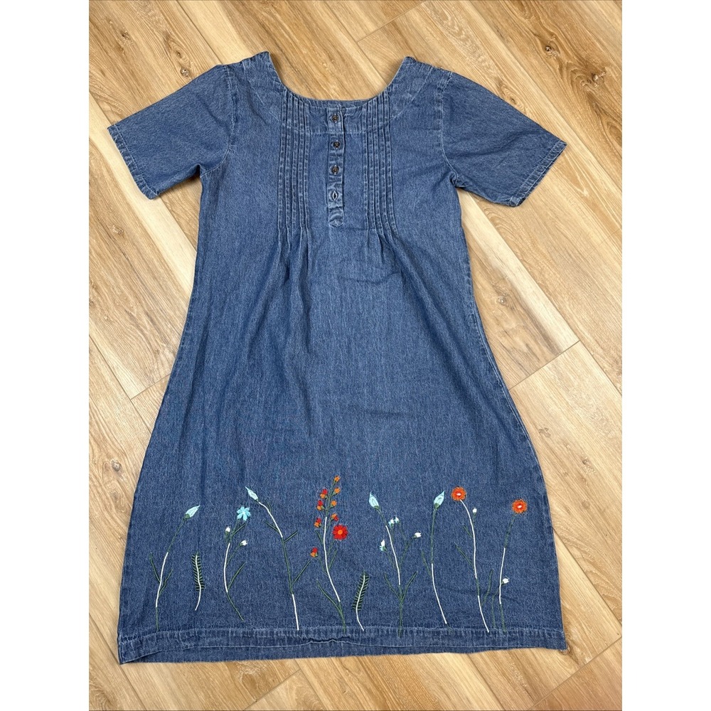 Vintage Women's‎ The Vermont Country Store Denim Dress Size Medium 100% Cotton
